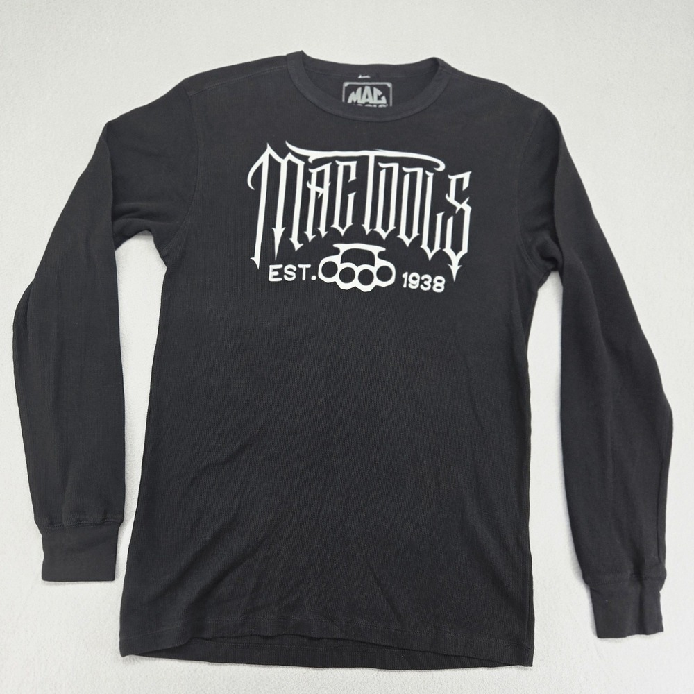 Mac Tools Skull Graphic Thermal Long Sleeve Shirt Black Biker Mechanic Size M